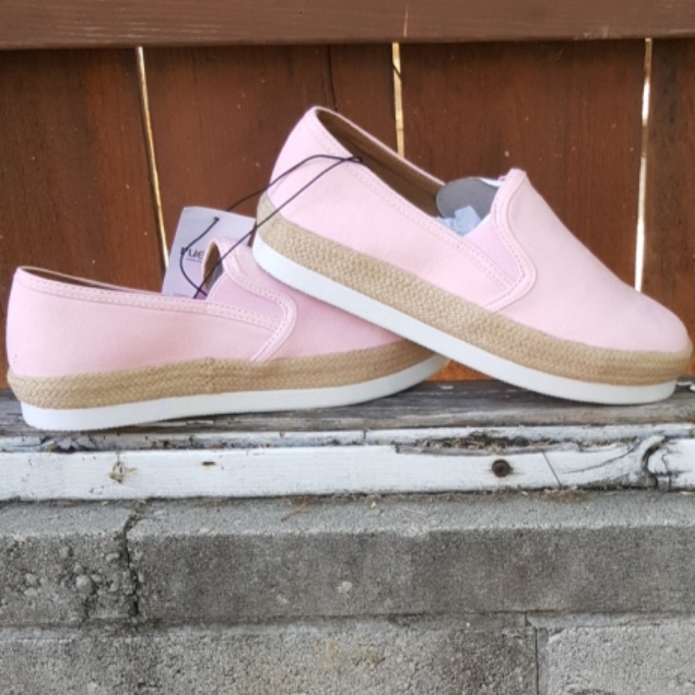 Pink Faux Suede Espadrille Slip On Sneakers